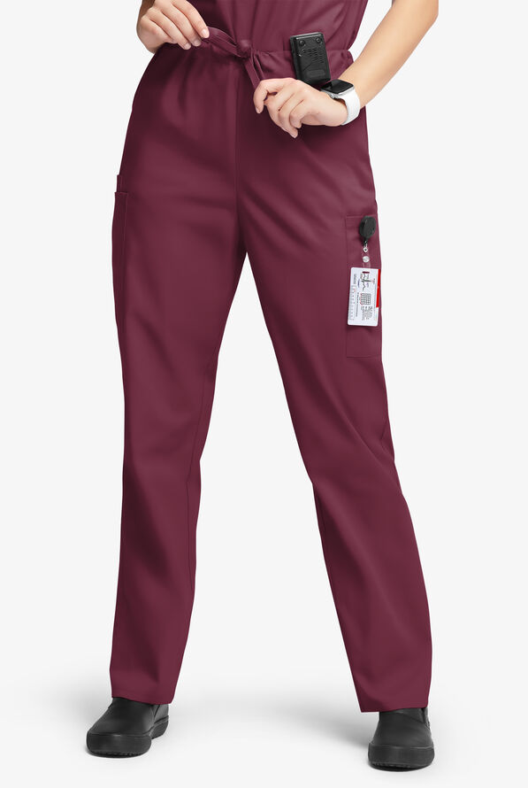 Butter-Soft Originals Unisex 4-Pocket Drawstring Relaxed Straight Leg Scrub Pants - Wine - 1