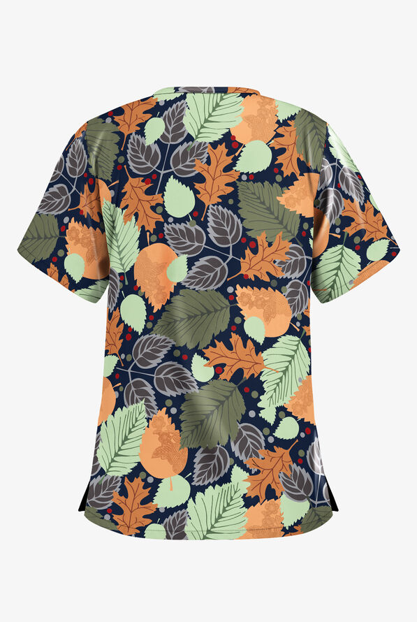 UA Woodland Leaves Navy Print Scrub Top - null - 2