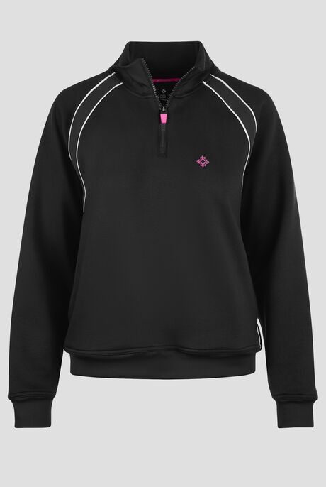 Med Couture Layers Women's 2-Pocket STRETCH Half Zip Scuba Knit Scrub Jacket