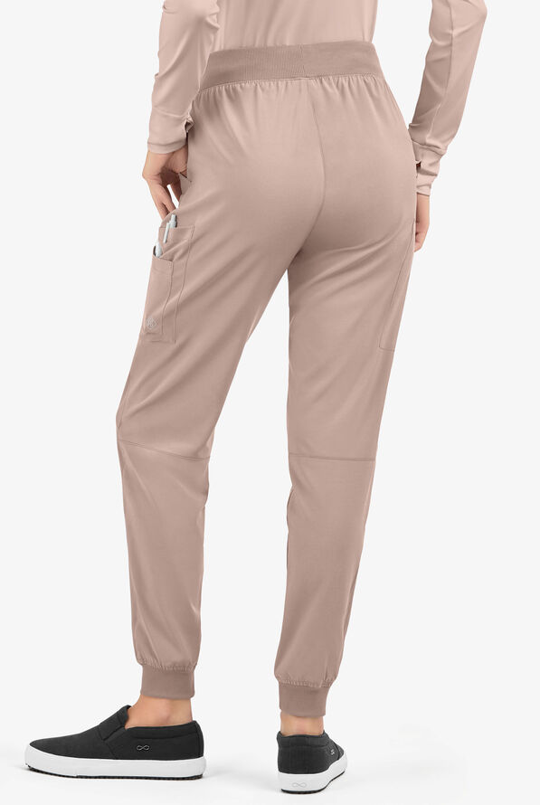 Easy STRETCH Mila Women's 7-Pocket Jogger Scrub Pants - Tall - Mocha Meringue - 3