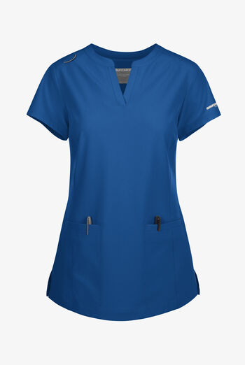 Blusa m&eacute;dica Skechers by Barco Coast STRETCH con tapeta en el cuello en V y 2 bolsillos para mujer