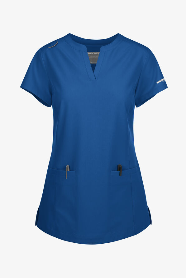 Blusa médica Skechers by Barco Coast STRETCH con tapeta en el cuello en V y 2 bolsillos para mujer - Royal - 1