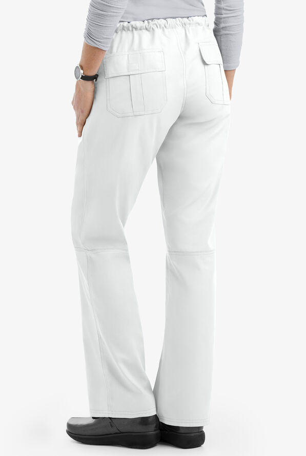 Butter-Soft Core Women's 6-Pocket Cargo Drawstring Scrub Pants - Tall - White - 2