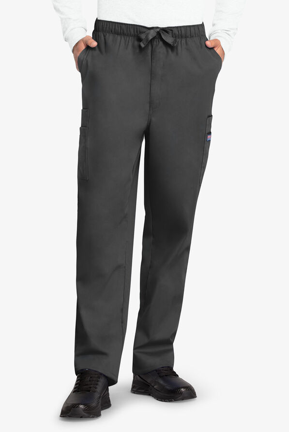 Cherokee Workwear Men's 7-Pocket Cargo Scrub Pants - Short - Black - 1