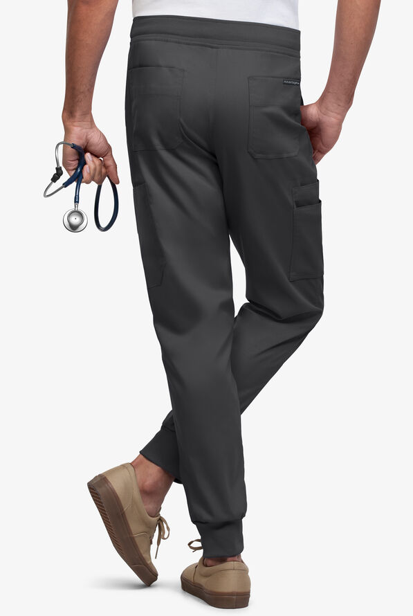 Advantage STRETCH Men's 9-Pocket Knit Waistband Jogger Scrub Pants - Pewter - 2