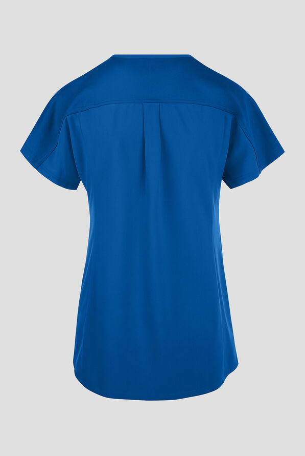 Wink Renew Women's 2-Pocket STRETCH Knit-Trim Dolman Tunic V-Neck Scrub Top - Royal - 2