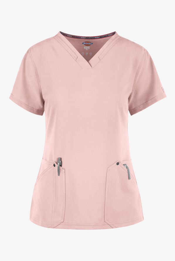Dickies EDS NXT Women's 4-pocket V-Neck Scrub Top - Canyon Rose - 1