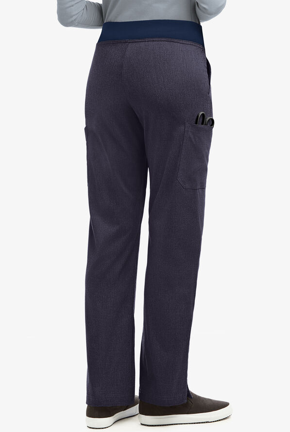Butter-Soft STRETCH Women's 4-Pocket Knit Waistband Yoga Scrub Pants - Tall - Indigo Denim/Navy - 3