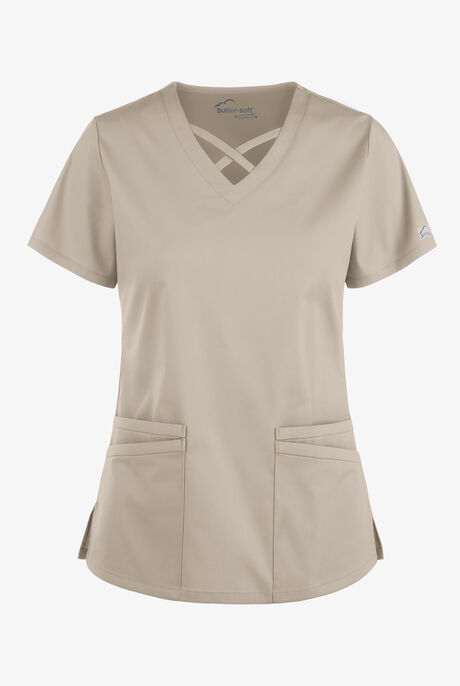 Butter-Soft STRETCH Women's 4-Pocket Crisscross Scrub Top