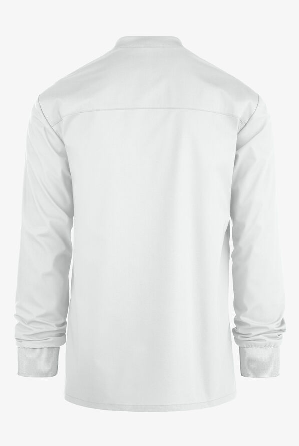 Cherokee Workwear Professionals Men's 3-Pocket STRETCH Snap Front Scrub Jacket - White - 2