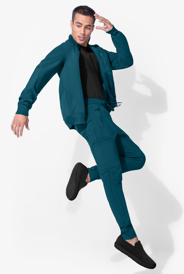 Infinity Men's 5-Pocket STRETCH Cargo Jogger Scrub Pants - Short - Caribbean Blue - 4