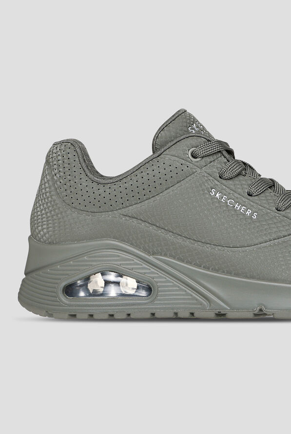 Skechers Street Olive Reflective Snake Printed Durabuck Uno Athletic Lace Up Shoes - Olive - 4