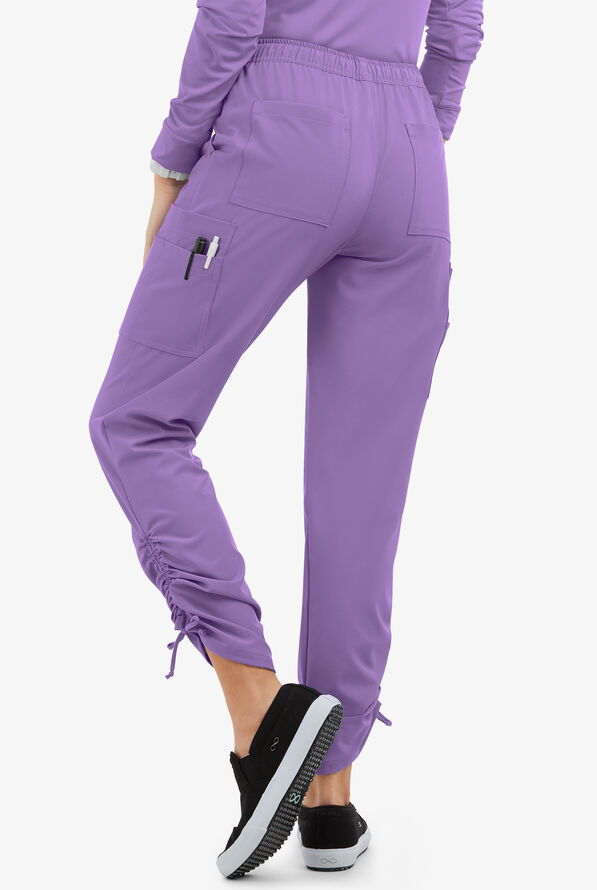 Easy STRETCH Halle Women's 11-Pocket Ruched Leg Jogger Scrub Pants - Ultraviolet Light - 4