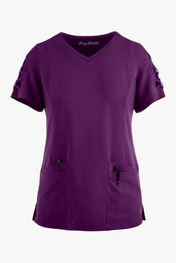 Easy STRETCH Kylie Woman's 5 Pocket V-Neck With Criss-Cross Detail Scrub Top