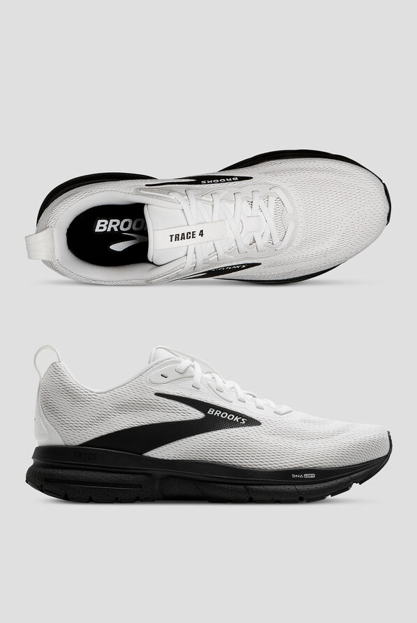 Brooks Men's Trace 4 Bright White/Oyster/Black Athletic Lace Up Nursing Shoes - null - 1