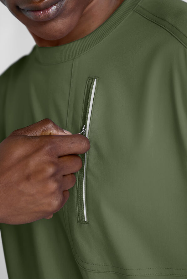 Advantage STRETCH Men's 3-Pocket Crew Neck Scrub Top - Light Olive - 2