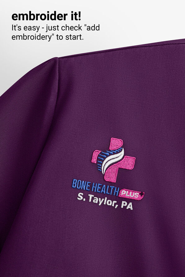 koi Basics Ari Women's 1-Pocket STRETCH Dolman Sleeve Mandarin Collar Scrub Top - Eggplant - 6