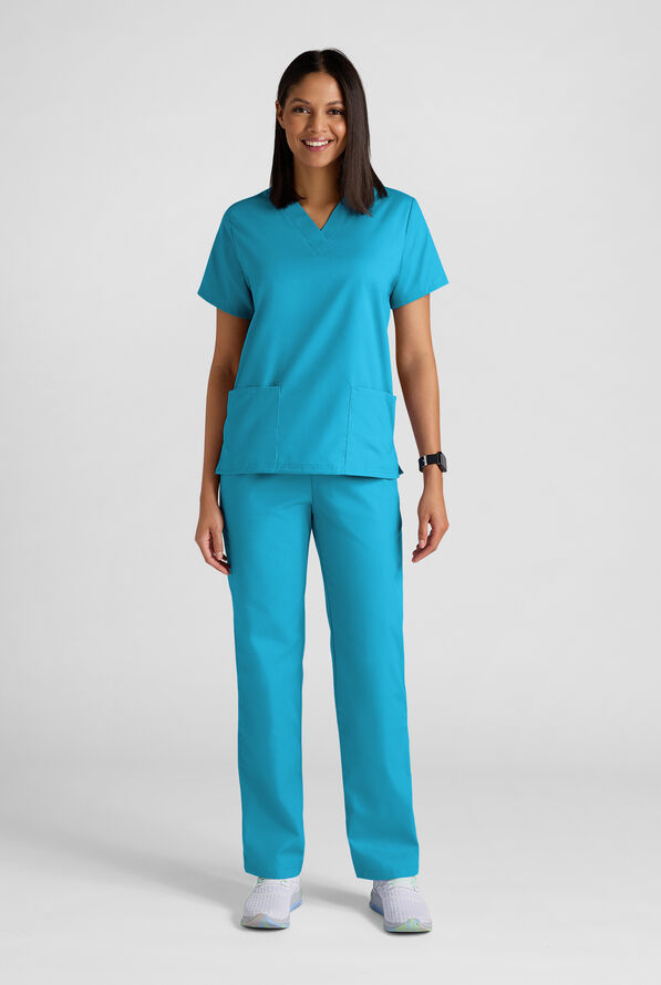 Strictly Scrubs Women's 4-Pocket Scrub Set - Turquoise - 2