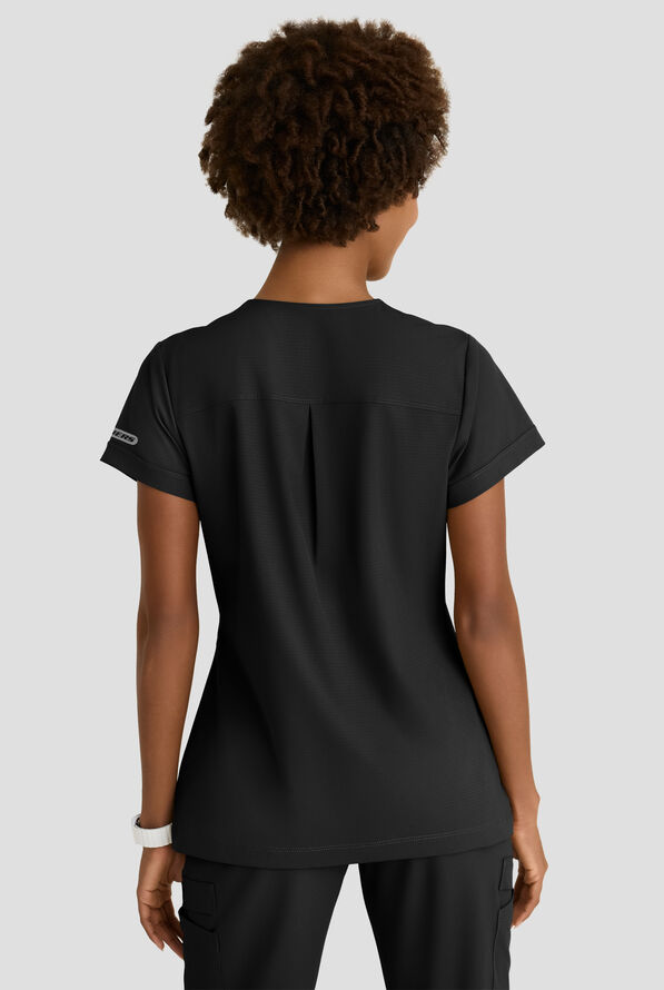 Blusa m&eacute;dica Skechers by Barco MotionTech Trek STRETCH con cuello redondo con cremallera y 2 bolsillos para mujer - Black - 4