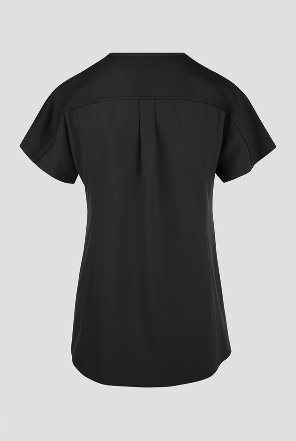 Wink Renew Women's 2-Pocket STRETCH Knit-Trim Dolman Tunic V-Neck Scrub Top - Black - 2
