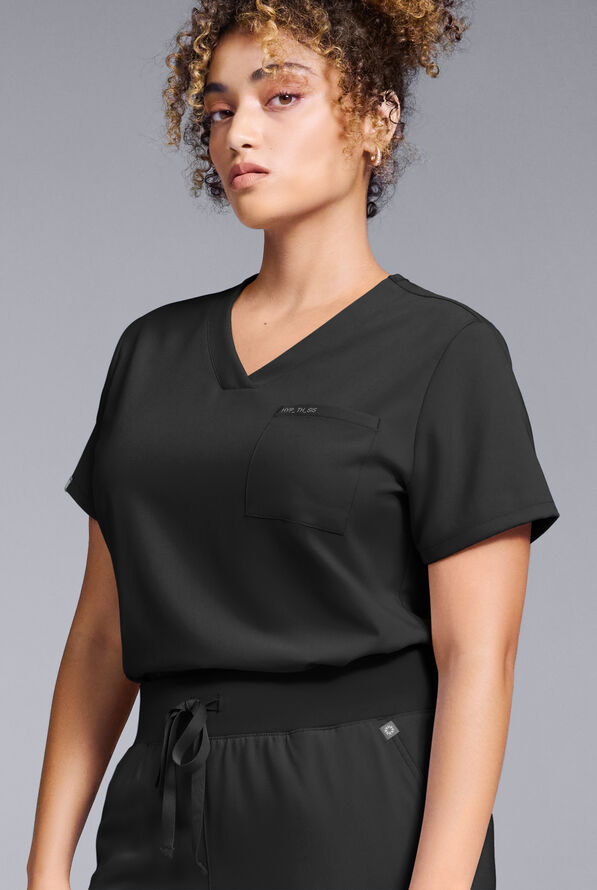 Blusa médica Hypothesis Base con cuello en V para mujer - Jet Black - 1