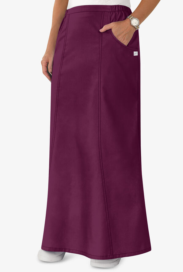Butter-Soft Core Women's 4-Pocket Full Length Skirt - Wine - 1