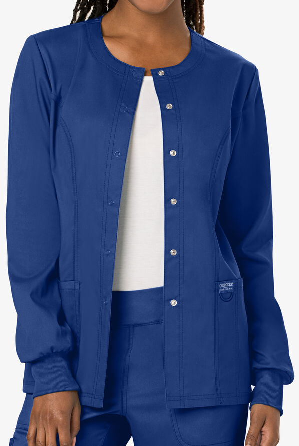 Cherokee Workwear Revolution Women's 3-Pocket STRETCH Snap Front Scrub Jacket - Galaxy - 2