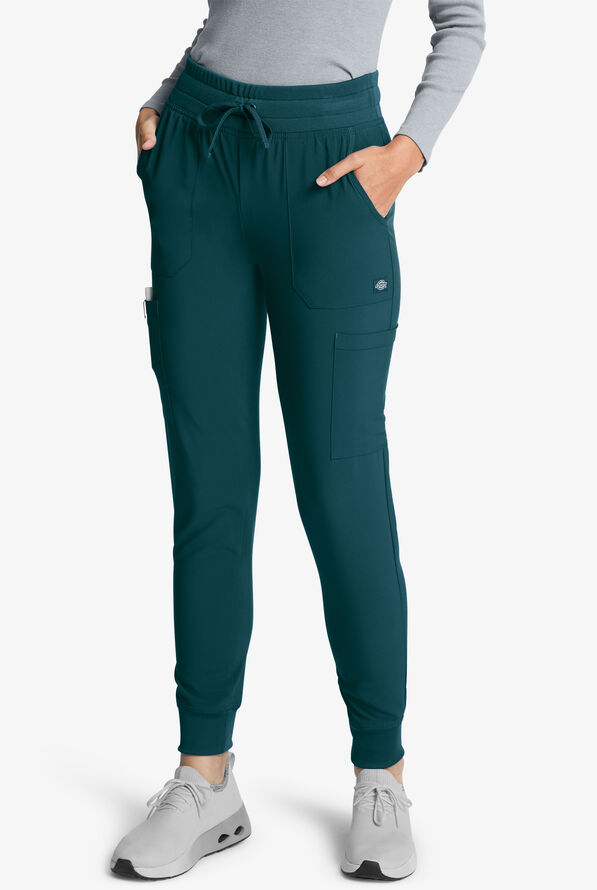 Dickies EDS Essentials Women's 6-Pocket STRETCH Cargo Jogger Scrub Pants - Petite - Caribbean Blue - 1