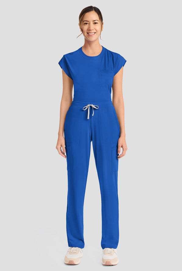 Pantal&oacute;n m&eacute;dico Cherokee Achieve STRETCH estilo cargo con frente plano y 5 bolsillos para mujer - Royal - 5