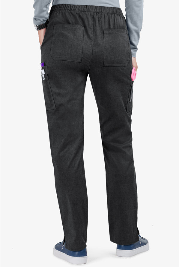 Butter-Soft STRETCH Women's 11-Pocket Drawstring Scrub Pants - Heather Charcoal - 2