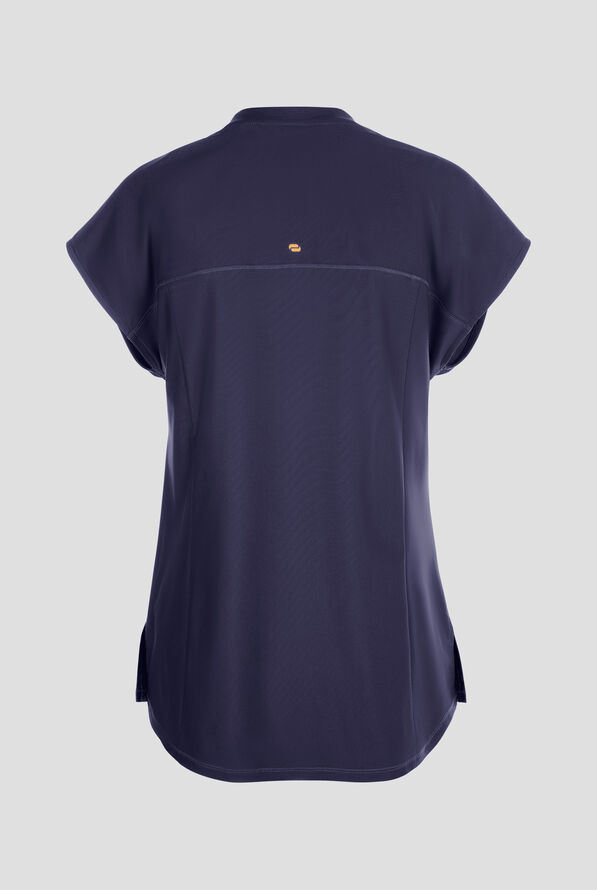 Infinity GNR8 Kinetic Knit Women's 3-Pocket STRETCH Dolman Tunic Rounded Notch Neck Scrub Top - Navy - 3