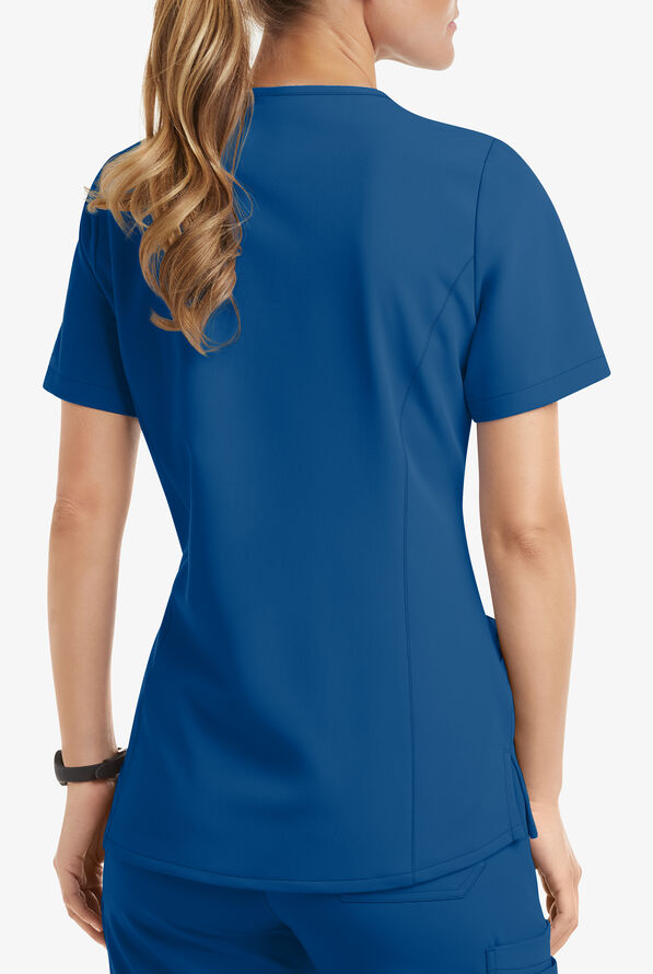 Blusa m&eacute;dica MOVEMENT by Butter-Soft Capella estilo cruzado con 5 bolsillos para mujer - Royal - 3