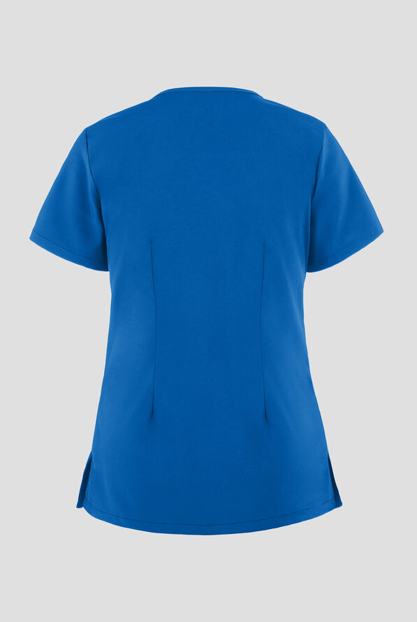 Easy STRETCH Lina Mitered Women's 4-Pocket V-Neck Scrub Top - Royal - 3