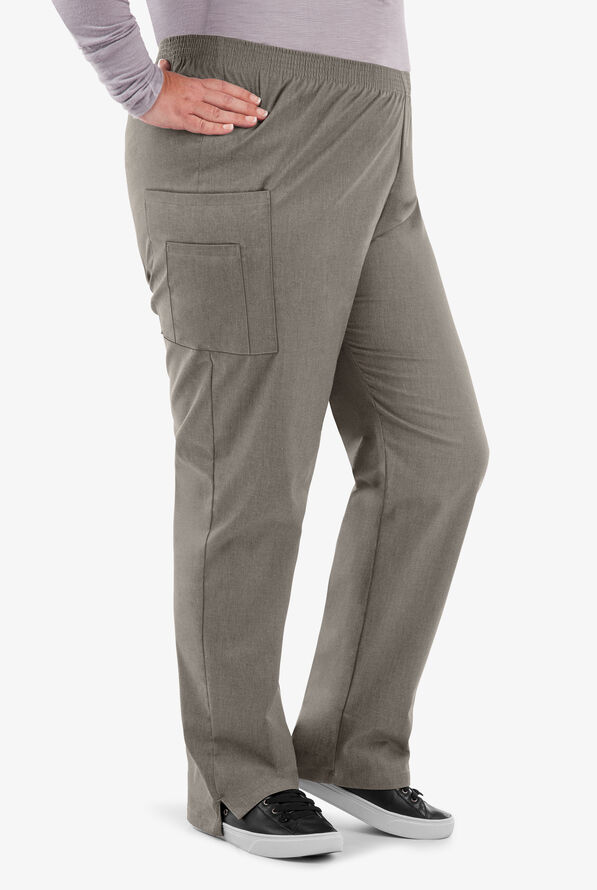 Pantal&oacute;n m&eacute;dico UA Butter-Soft STRETCH petite en talla grande con 3 bolsillos para mujer - Heather Grey - 3