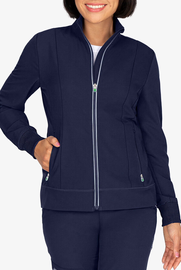 Healing Hands HH360 Carly Women's 4-Pocket STRETCH Scrub Jacket - Navy - 1