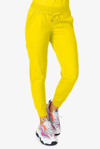Zavate Ava Therese Women's 6-Pocket STRETCH Smile Face Elastic Waistband Cargo Jogger Scrub Pants