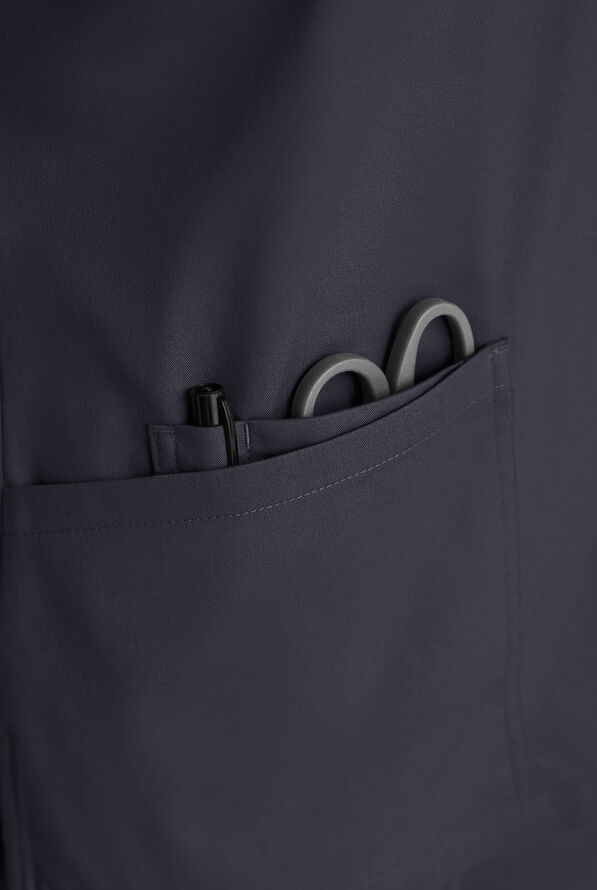 Butter-Soft STRETCH Women's 5-Pocket 3/4" Sleeve V-Neck Scrub Top - Pewter - 5