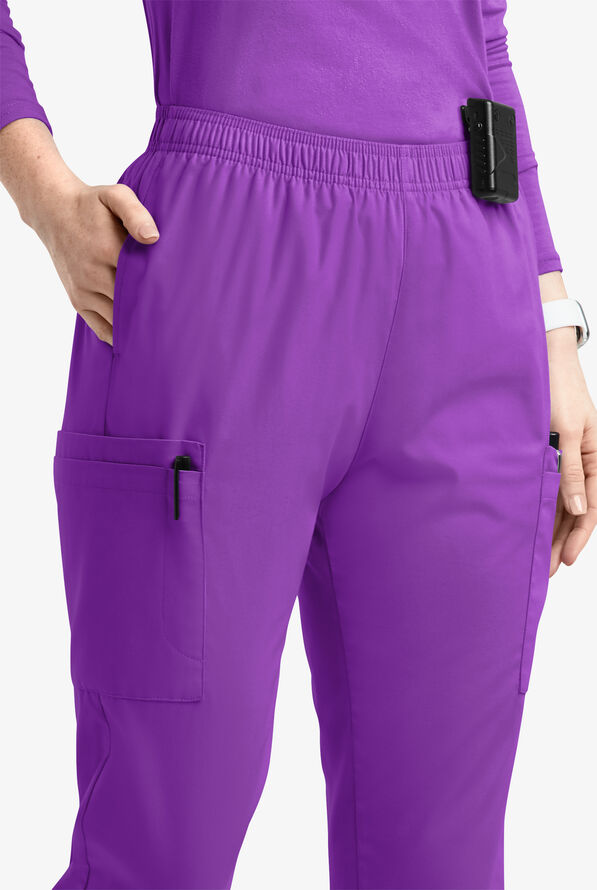 Butter-Soft Originals Women's 7-Pocket Tapered Jogger Cargo Scrub Pants - Wild Plum - 2