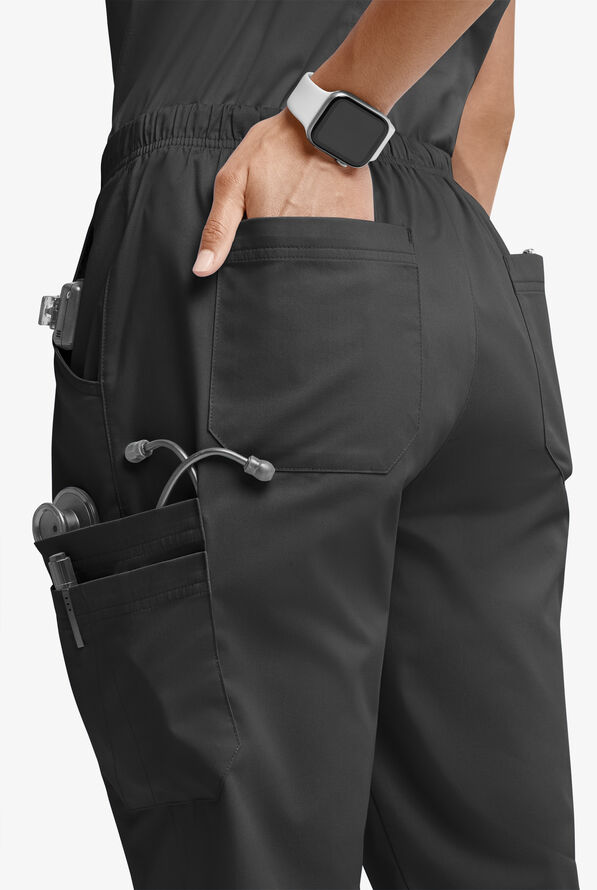 Butter-Soft STRETCH Women’s 10-Pocket Mid Rise Straight Leg Scrub Pant - Black - 2