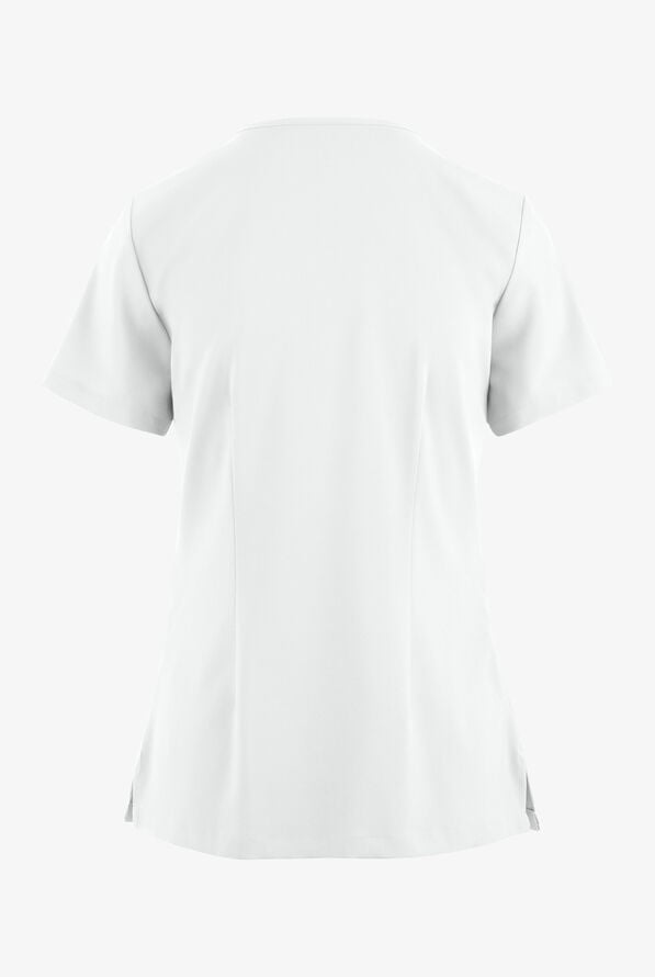 Easy STRETCH Gisele Women's 4-Pocket Lace Up V-Neck Scrub Top - White - 4