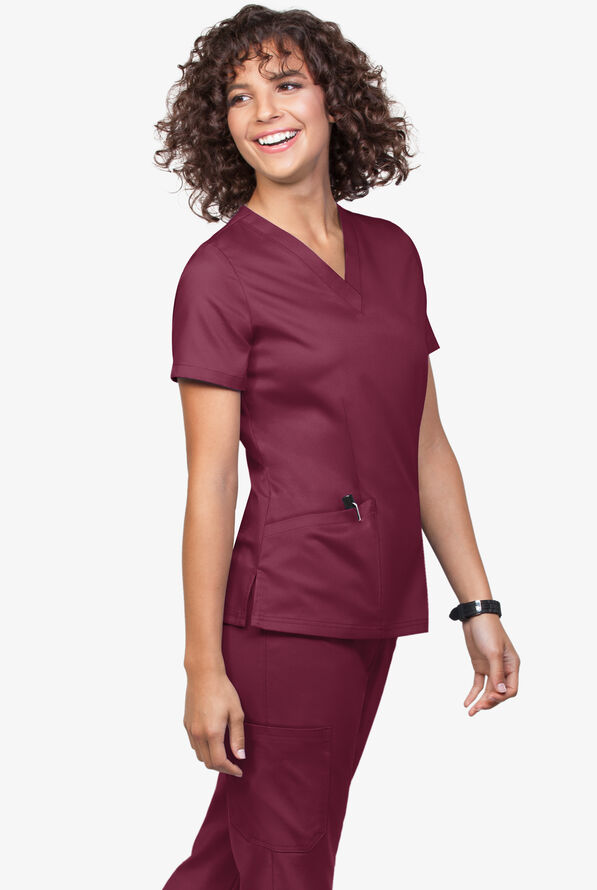 Conjunto de uniforme m&eacute;dico Tafford Active Stretch estilo jogger con 5 bolsillos para mujer - Wine - 3