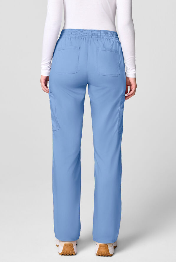 Cherokee Workwear Revolution Women's 12-Pocket STRETCH Drawstring Straight pant - Ceil Blue - 2