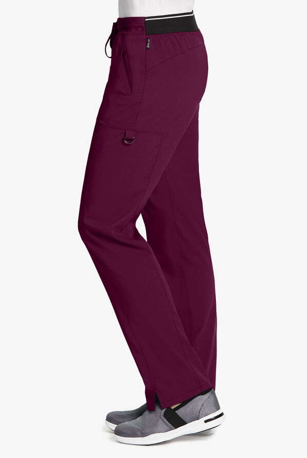 Grey's Anatomy by Barco Spandex STRETCH Kim Women's 3-Pocket Cargo Scrub Pants - Petite - Wine - 3