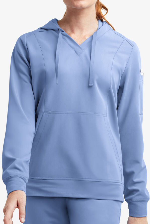 Sudadera m&eacute;dica MOVEMENT by Butter-Soft Sirius STRETCH con capucha y 4 bolsillos para mujer - Ceil Blue - 3