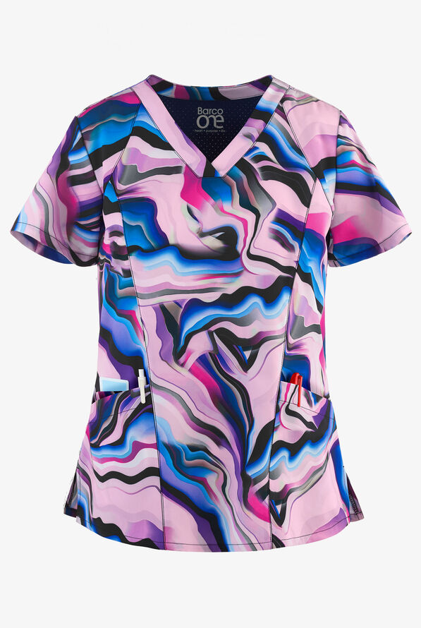 Barco One Day Dreams VNeck Print Scrub Top, Stretch Scrubs