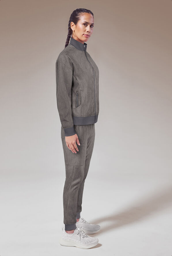 Hypothesis Base Women's 3-Pocket Relaxed Fit Zip Front Scrub Jacket - Graphite - 3