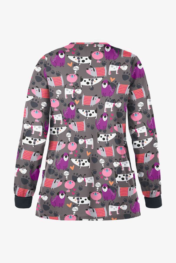 UA ButterSoft Dreaming Pups Grey Stone Women's 2Pocket Warm Up Print