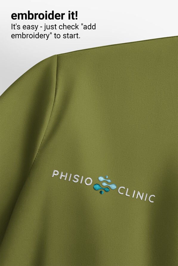 Blusa m&eacute;dica koi Solis Catrin STRETCH con cuello en V con cremallera y tapeta en contraste y 1 bolsillo para mujer - Martini Olive - 6