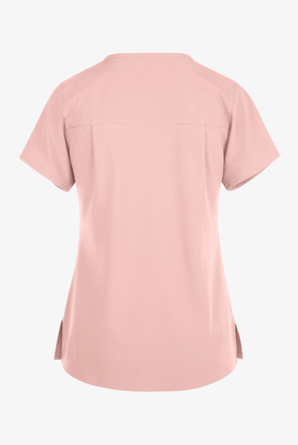 Carhartt Cross-Flex Force Women's 1-Pocket STRETCH Knit Panel Tuck In Scrub Top - Soft Rose - 2