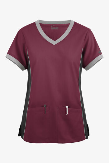 Butter-Soft Originals Women's 4-Pocket V-Neck Tri-Colorblock Scrub Top